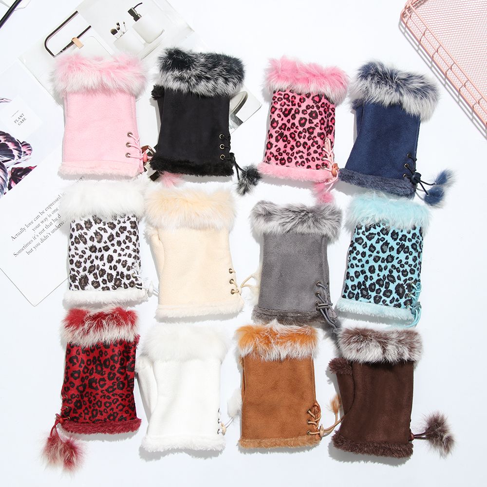 Leather Work Winter Gloves - Guantes de pelo de conejo de