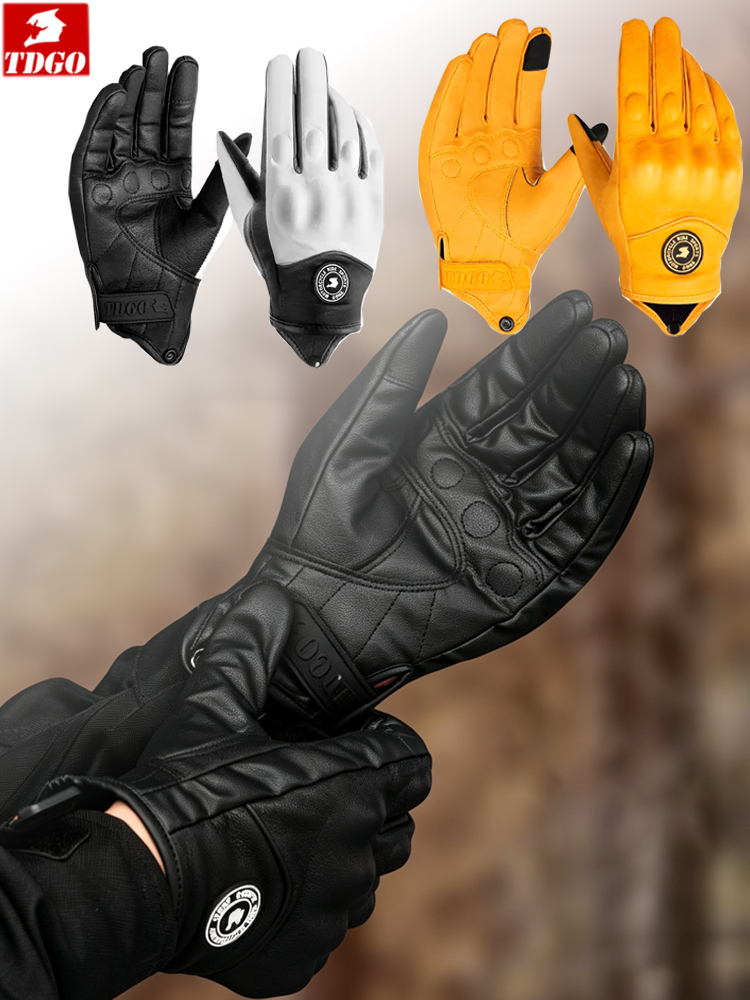 Leather Work Winter Gloves - Guantes de moto transpirables para carreras,