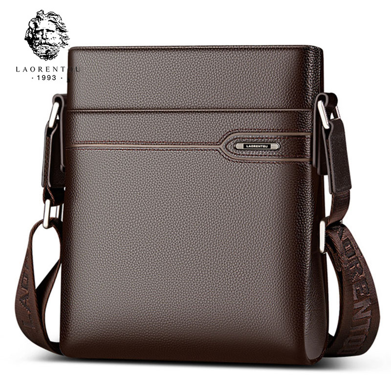 Leather Work Bag Men - LAORENTOU, bolso cruzado de cuero genuino