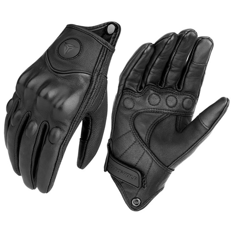 Leather Work Winter Gloves - Guantes de motocicleta para hombre y