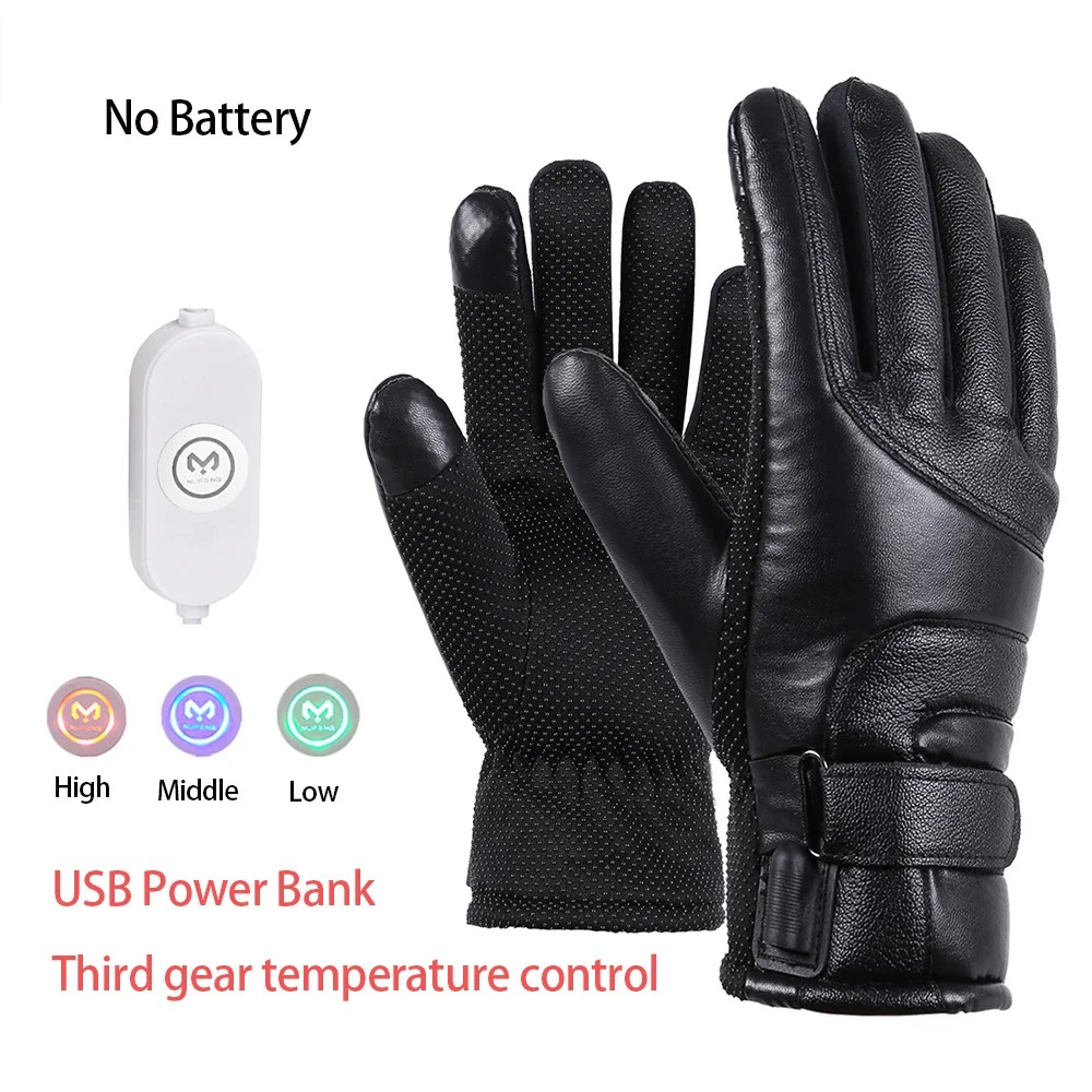 Leather Work Winter Gloves - Guantes de esquí eléctricos con calefacción
