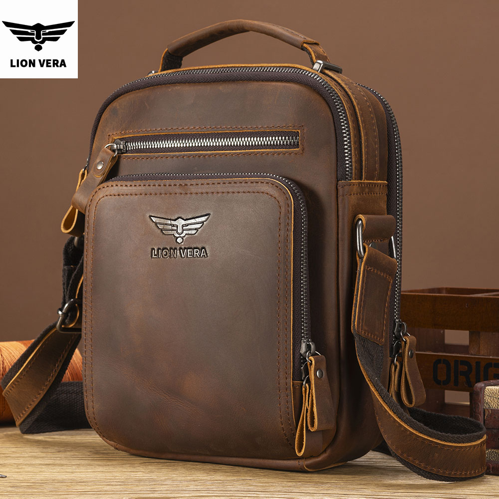Leather Work Bag Men - Bolso de hombro para hombre LION