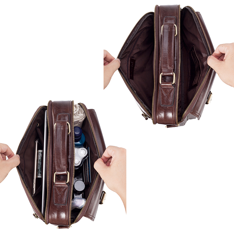Bolso de hombro de cuero genui - Leather Work Bag Men reseña y precio