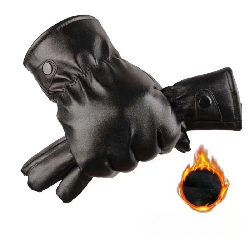 Guantes de cuero PU negros a l - Leather Work Winter Gloves reseña y precio