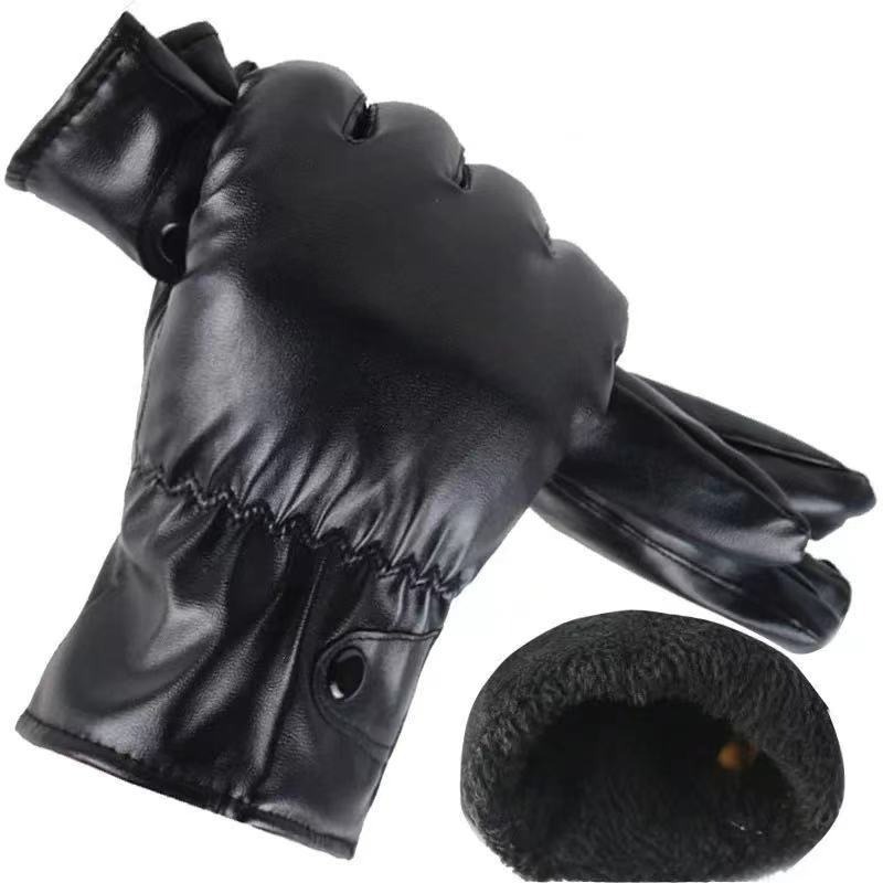 Guantes de cuero PU negros a l - Leather Work Winter Gloves reseña y precio
