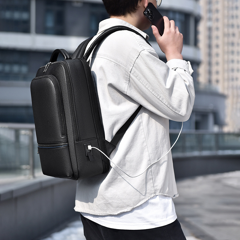Mochila De Cuero PU con carga  - Leather Work Bag Men reseña y precio