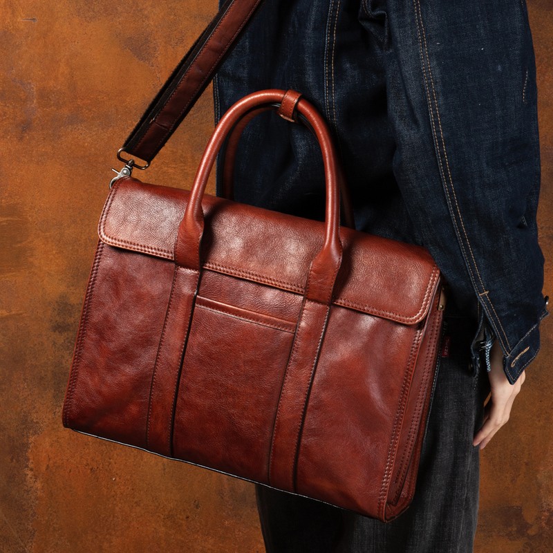 Bolso de mano de cuero curtido - Leather Work Bag Men reseña y precio