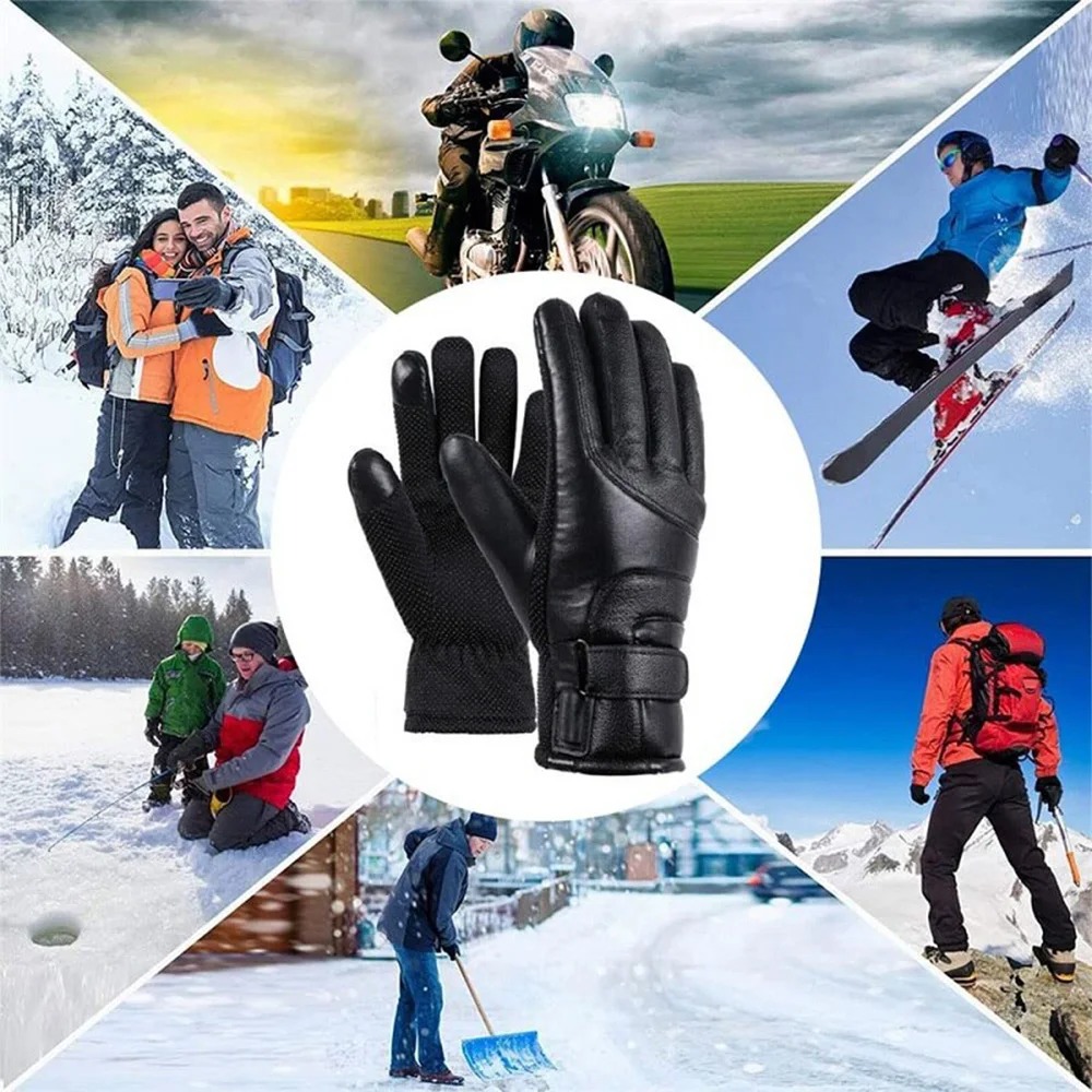 Guantes de esquí eléctricos co - Leather Work Winter Gloves reseña y precio